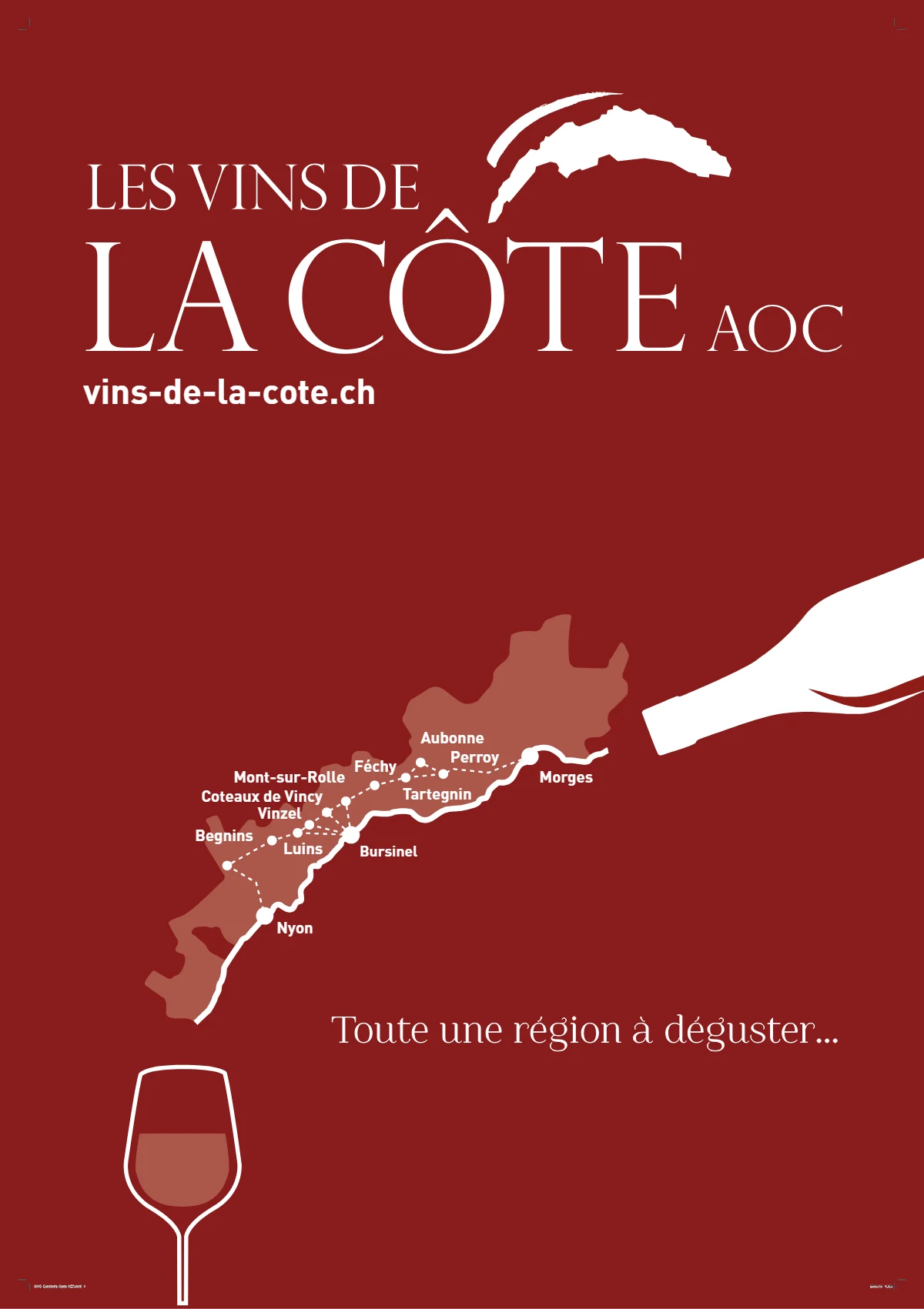 Banderole verticale Les Vins de La Côte avec la carte des appellations