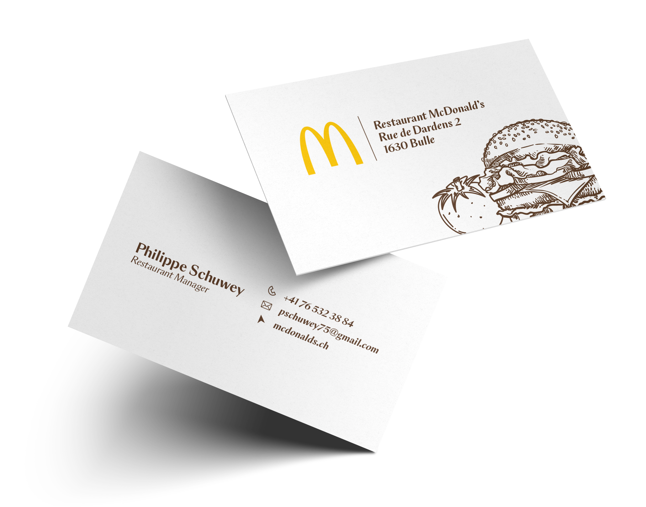 Cartes de visite McDonald's : recto et verso